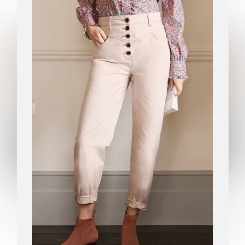 Boden light pink high waisted button fly pants Womens size 2 regular